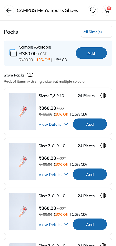 The sample offer sits above the packs