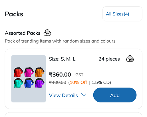 Assorted: trending mix of sizes and colours