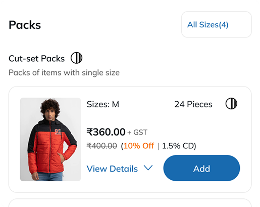 Cut-set: a single size, for restocking