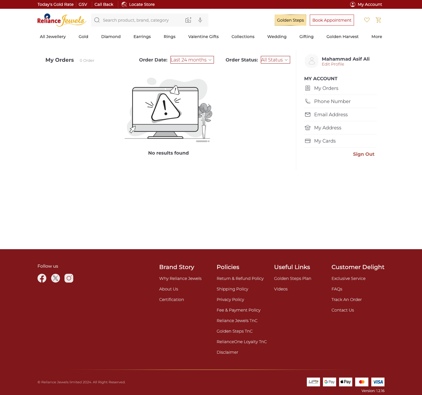 My Account, layout B. Same site, different URL